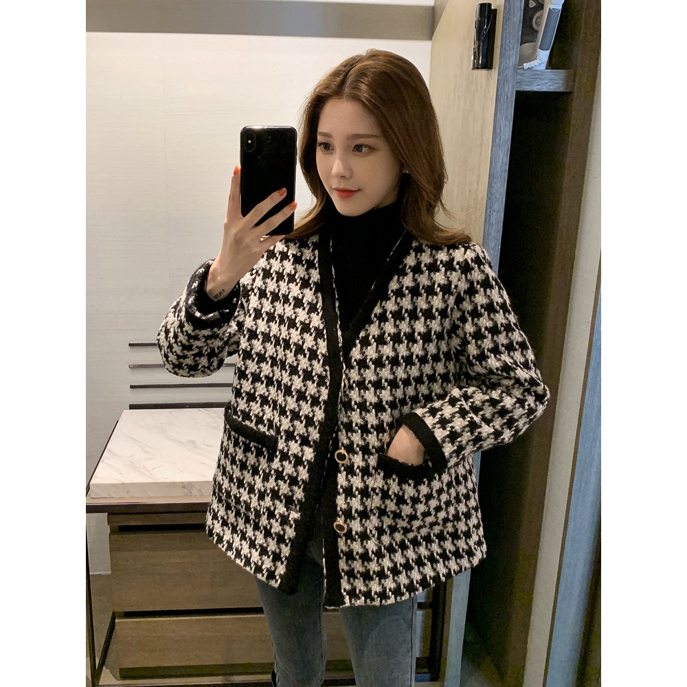 [Có sẵn] Áo khoác dạ tweed áo khoác kẻ ulzzang Hàn Quốc sang chảnh A397 có video ảnh thật | BigBuy360 - bigbuy360.vn