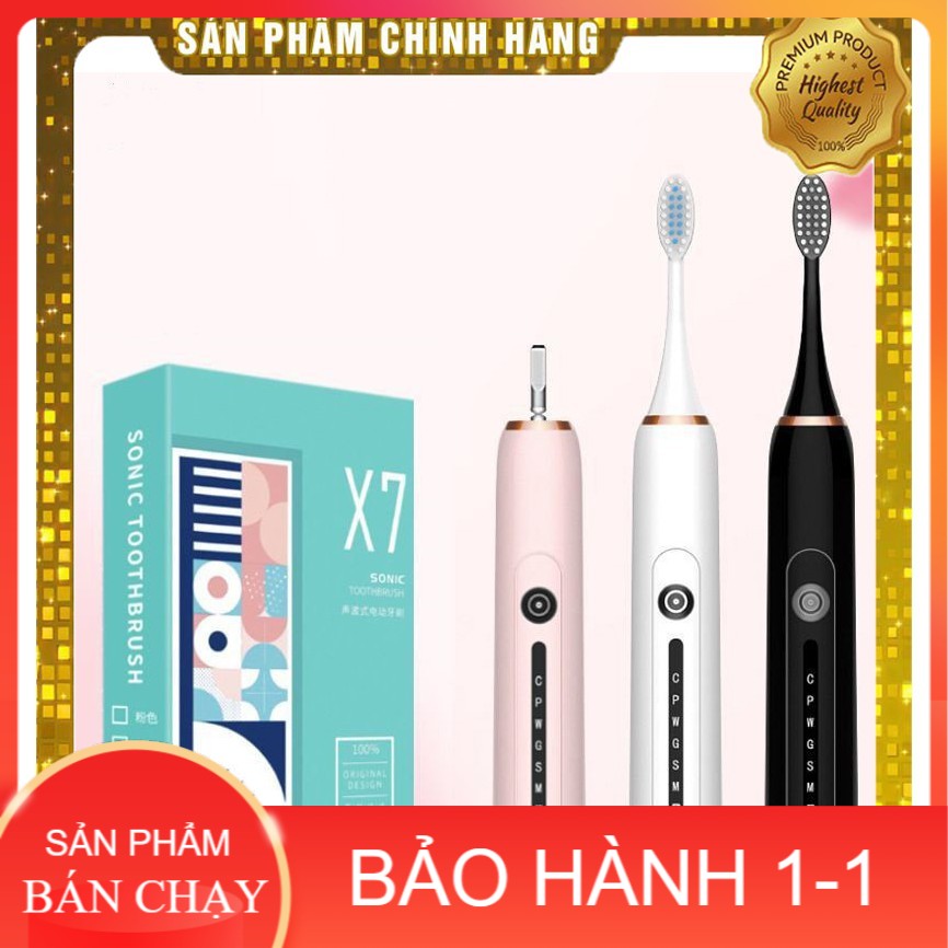 ⚡TẶNG HỘP VÀ 3 ĐẦU BÀN CHẢI DỰ PHÒNG⚡Bàn chải đánh răng điện Sonic X7, Máy đảnh răng 6 chế độ Cao cấp, Lông mịn tốt