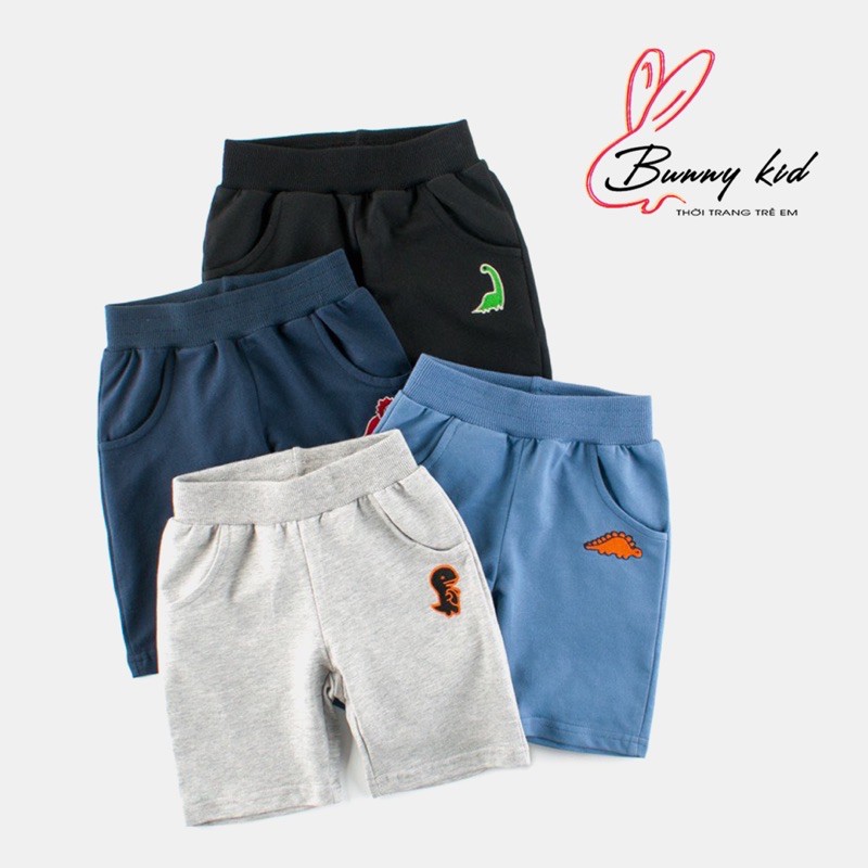 Quần short bé trai 27KIDS quần thun cho bé thêu hình khủng long chất cotton 6250