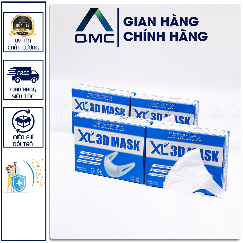 [CHÍNH HÃNG] Khẩu trang 3D Mask Xuân Lai công nghệ Nhật Bản ( Hộp 50 cái )# QMC