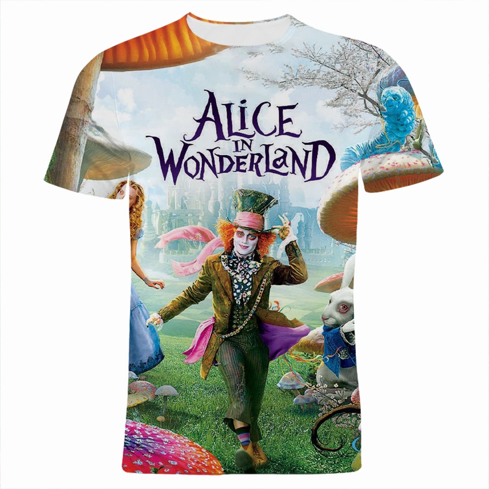 Áo Thun Tay Ngắn in Hình Alice in Wonderland 2023 Thời Trang Mùa Hè 2023
