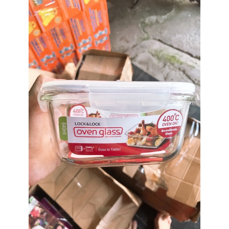 Hộp thuỷ tinh Lock&amp;Lock vuông 840ml hkm Pediasure