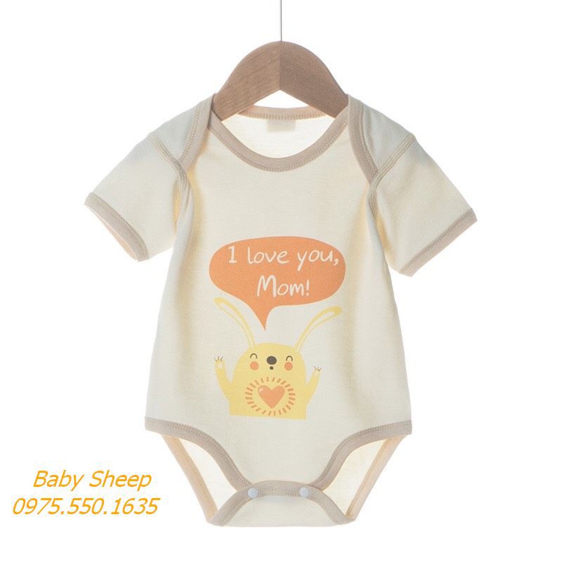 Quần áo sơ sinh 0-2 tuổi 100% cotton hữu cơ tự nhiên không chất tẩy nhuộm an toàn cho bé cộc tay và sát nách