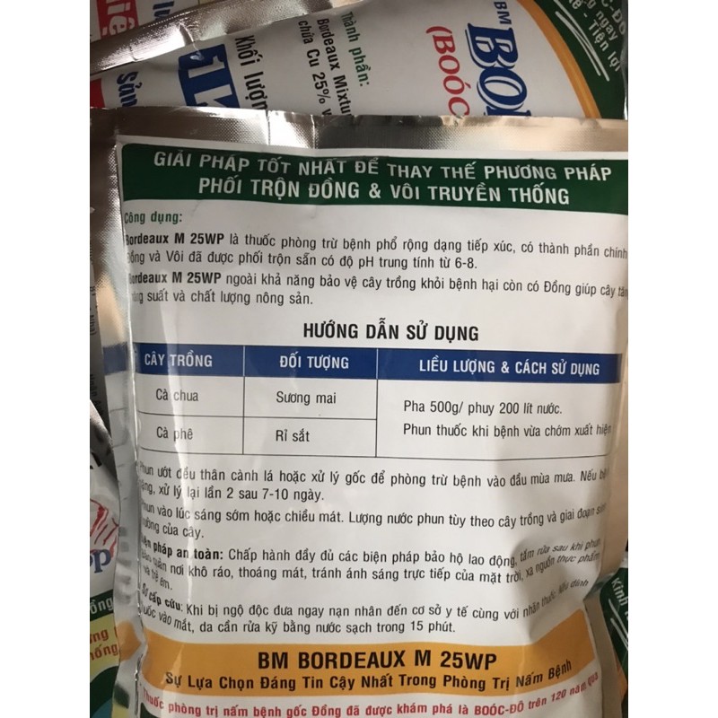 Bordeaux M 25WP gói 1kg - Thuốc Booc Đô trừ nấm bệnh diệt vi khuẩn và rong rêu