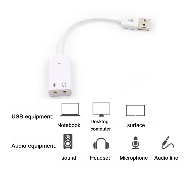 PK External USB Sound Card Virtual 7.1 Channel Audio Card Adapter For Laptop