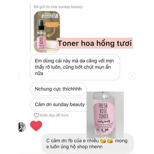 Toner hoa hồng handmade Sunday Beauty