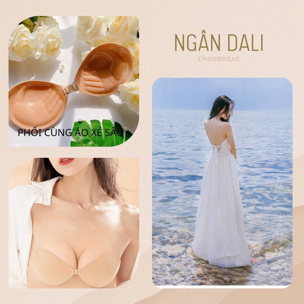 Áo Dán ngực tạo khe siêu nâng chuyên mặc đầm hở lưng - mút nâng hình bàn tay 3cm - Ngân Dali