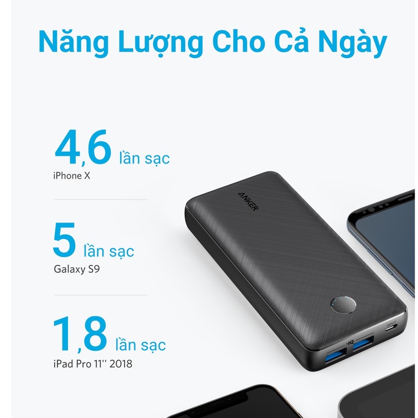 [NEW] Pin sạc dự phòng ANKER PowerCore Select 20000mAh - A1363 giống A1268- CỤC SẠC NHỎ GỌN PIN TRÂU SẠC NHANH