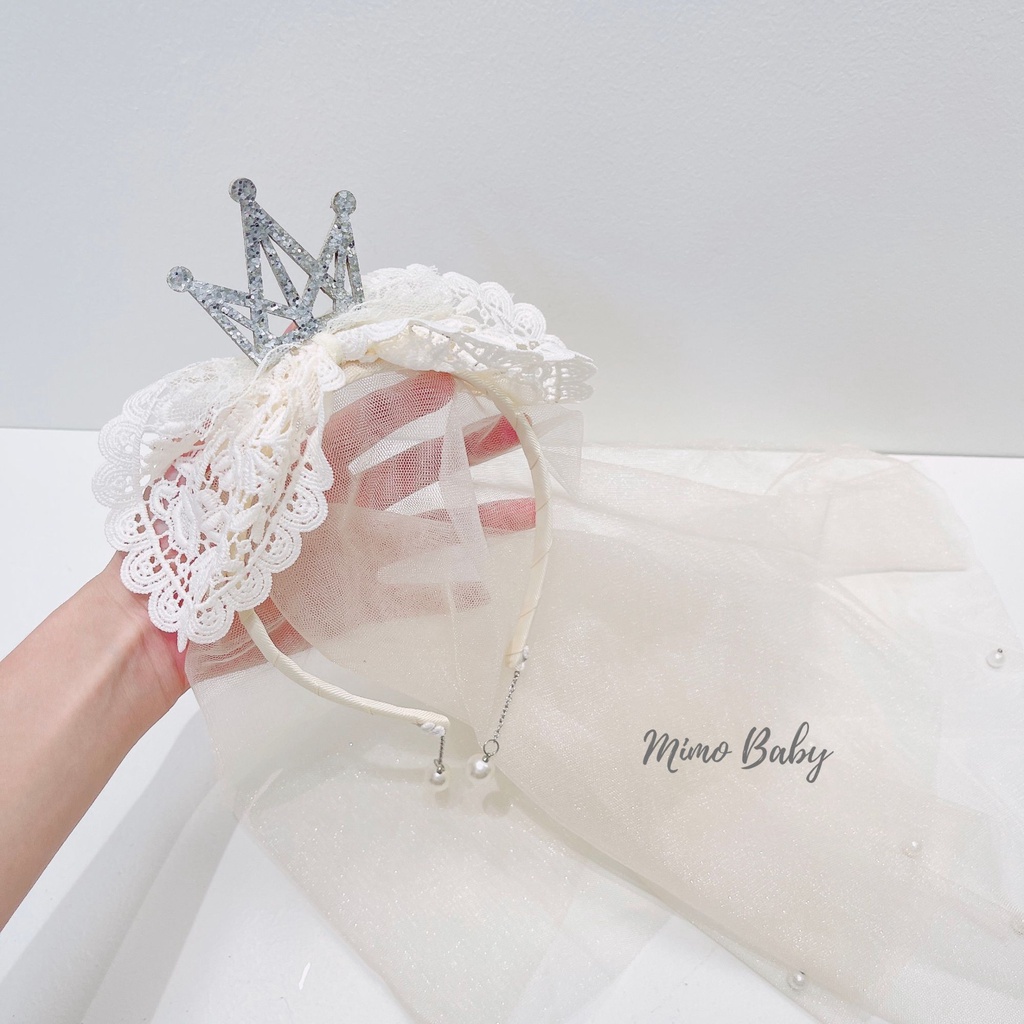 Bờm cô dâu, bờm nơ gắn voan phong cách tiểu thư cho bé gái BD68 Mimo Baby