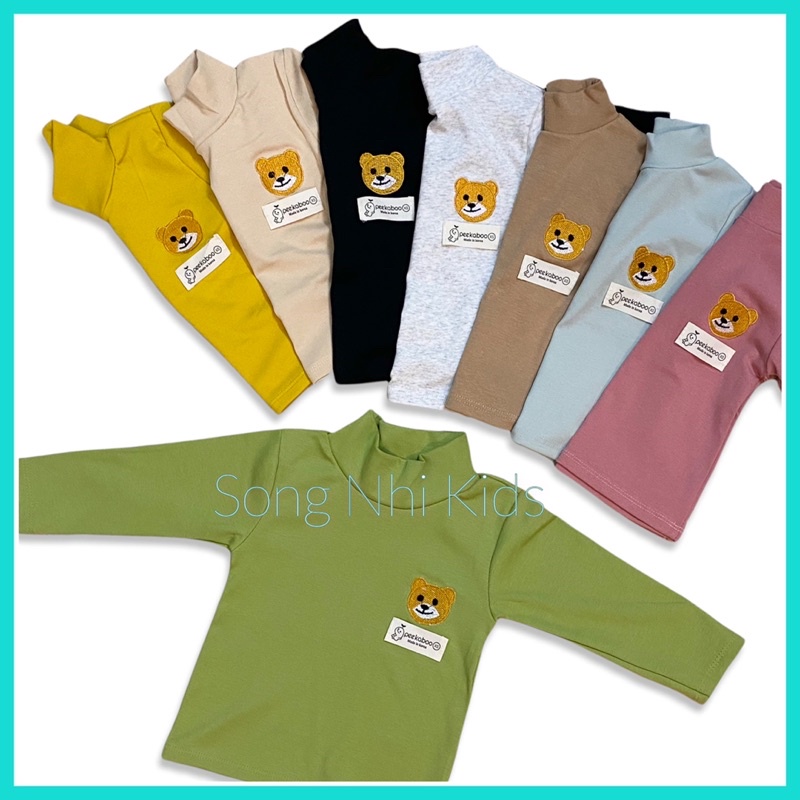 ÁO THUN CỔ LỌ GIỮ NHIỆT CHO BÉ 7-17KG CHẤT LIỆU COTTON BOZIP CO GIÃN THOẢI MÁI