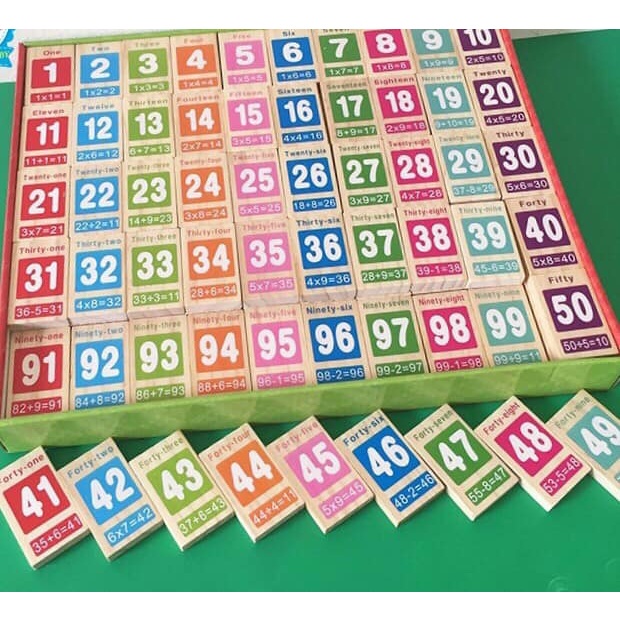 Combo Bộ Đồ Chơi Domino Gỗ 100 Số Học Kèm Toán Và Tiếng Anh