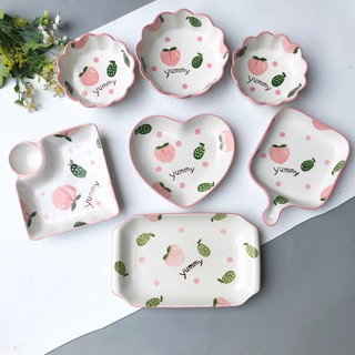 Mua Set Bát Đĩa Đào Hồng Ăn Cơm  Mì  Decor Bàn Ăn Dễ Thương