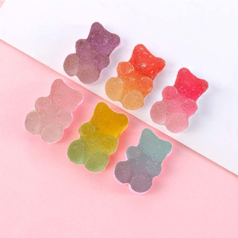 Phụ Kiện Trang Trí Móng Tay Nghệ Thuật Hình Gấu Hoạt Hình 3D Bằng Resin Màu Gradient Thời Trang