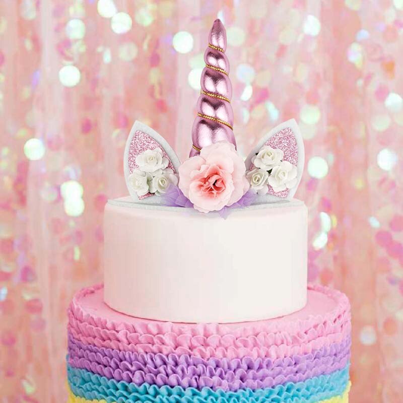 Set 24 phụ kiện trang trí bánh cupcake hình kỳ lân dễ thương xinh xắn