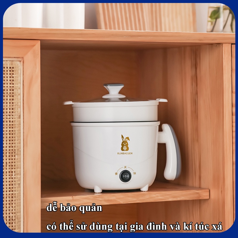 Nồi Lẩu Điện Đa Năng 2 NẤC NHIỆT Kèm Giá Hấp Có Tay Cầm Tiện Dụng 18cm, Nồi Lẩu Hấp Mini 2 Tầng Cao Cấp,Có Chống Dính
