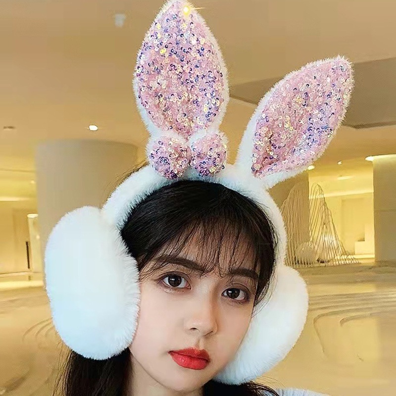 Bông Chụp Tai Hình Tai Thỏ Dễ Thương Phong Cách Lolita