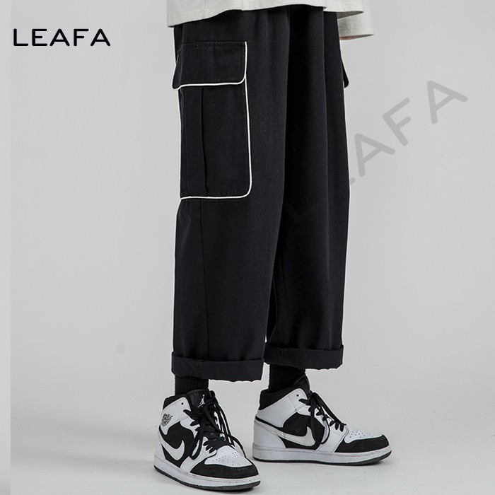 Quần kaki Ống Rộng Nam Nữ Outfits Quần Ống Suông Unisex Túi Hộp Phong Cách Hàn Quốc Thời Trang LEAFA QKK02