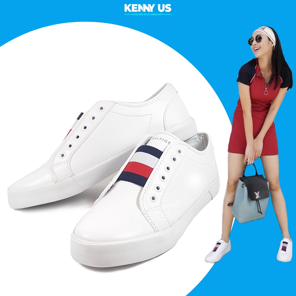 Giày Slip On Tommy Hilfiger Anni Trắng Cho Nữ Trẻ Trung Năng Động Full Hộp - Kennyus.vn
