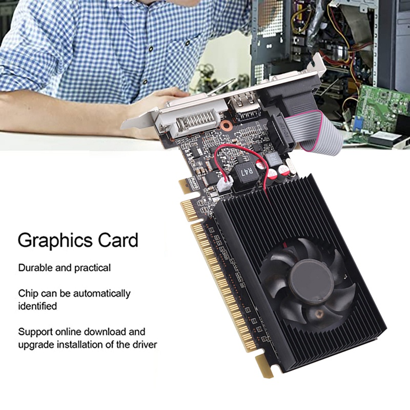 Thẻ Đồ Họa Máy Tính Siêu Mỏng GT 610 1G 1GB 64Bit DDR3 810 / 500MHz PCI-E 1.1 X16