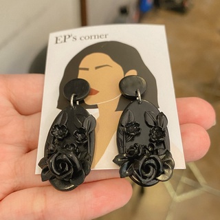 Khuyên tai đất sét nung Polymer Clay (Black Tone)