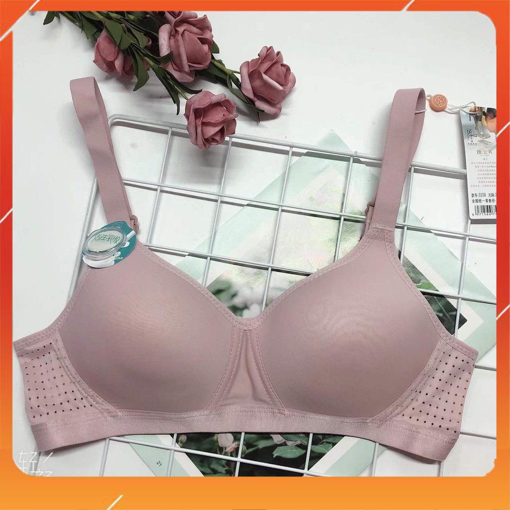 Áo lót nữ su đúc không gọng nâng ngực cup chéo đệm mút mỏng quai lưới thoáng khí S4241