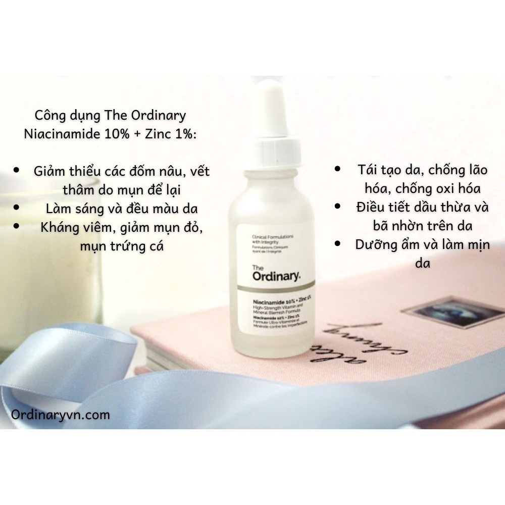 Serum The Ordinary niacinamide 10 + zinc 1 tinh chất giảm mụn thu nhỏ lỗ chân lông làm đều màu da