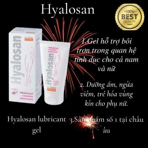 Gel bôi trơn Hyalosan - Tích hợp bảo vệ vùng kín nam nữ xuất sứ Châu Âu hộp 50ml.