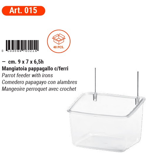 Hộp thức ăn cho vẹt có móc kẽm