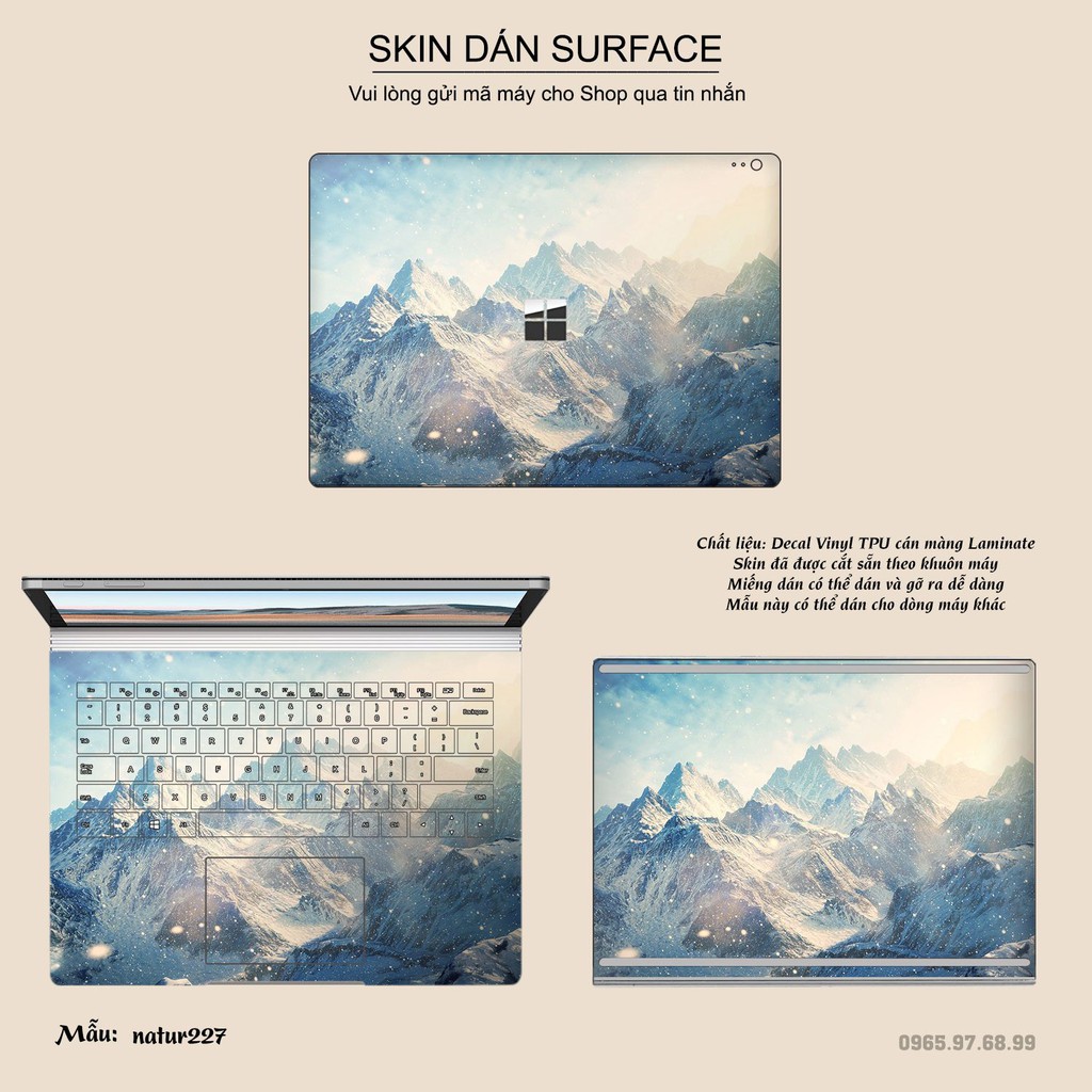 Miếng dán Skin bảo vệ mặt lưng Surface Pro 2/ Pro 3/ Pro 4/ Pro 5/ Pro 6/Pro 7/Pro X / Surface Go /Book in hình sưu  tầm