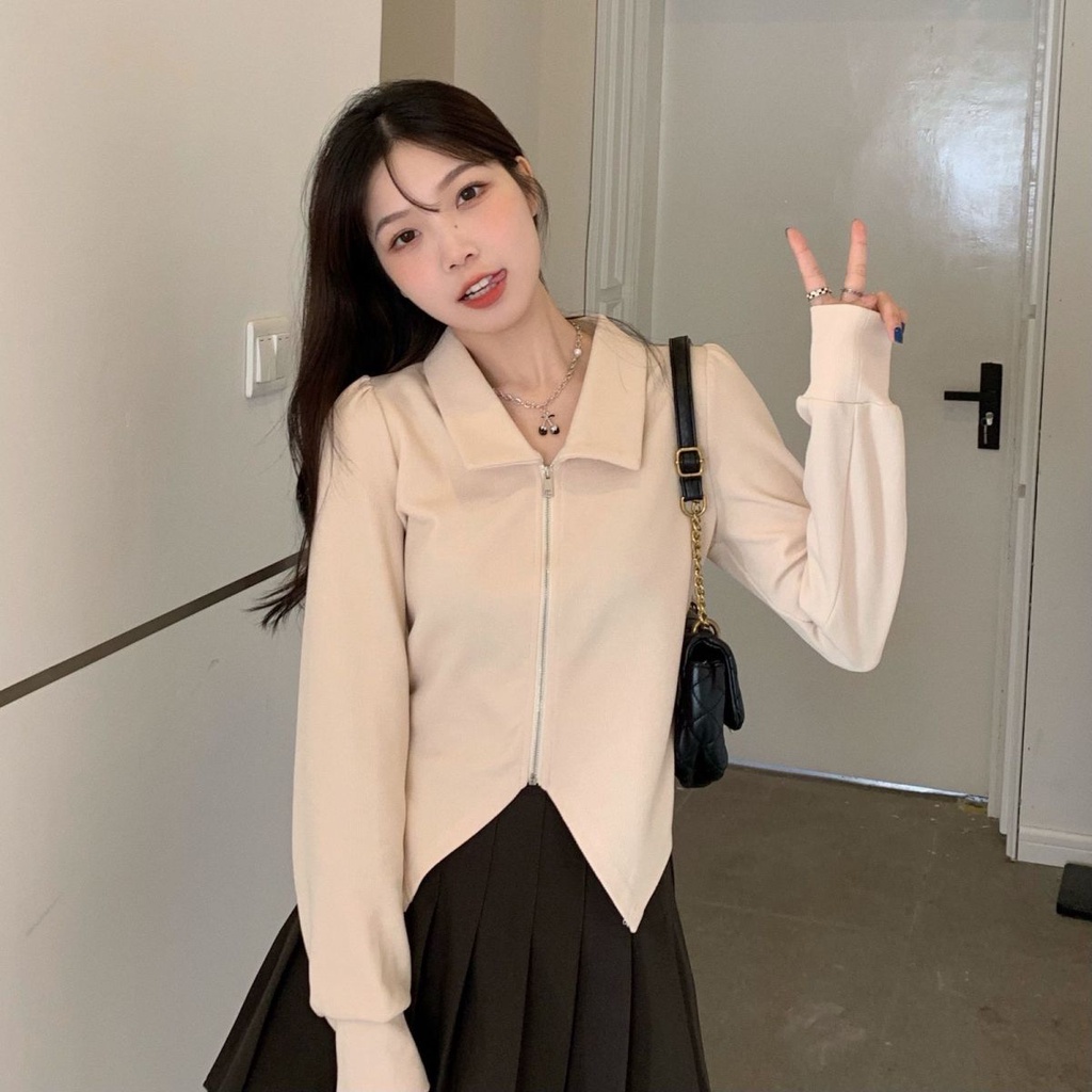 Áo Thun Dài Tay Dáng Ngắn Lệch Tà Thời Trang Cho Nữ JL-TX-532