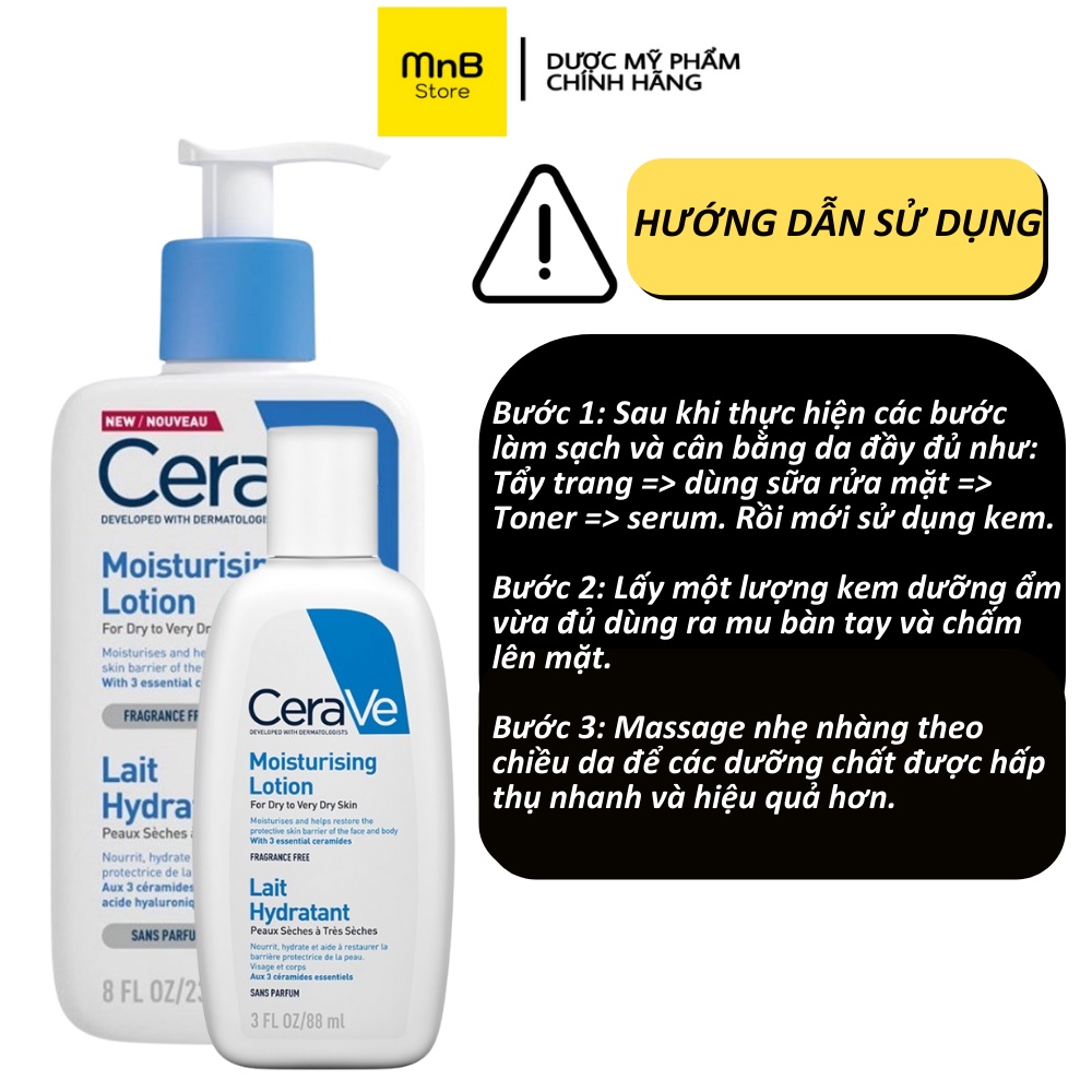 Kem dưỡng ẩm phục hồi da Cerave Moisturizing Lotion Lait Hydratant mỹ 20ml