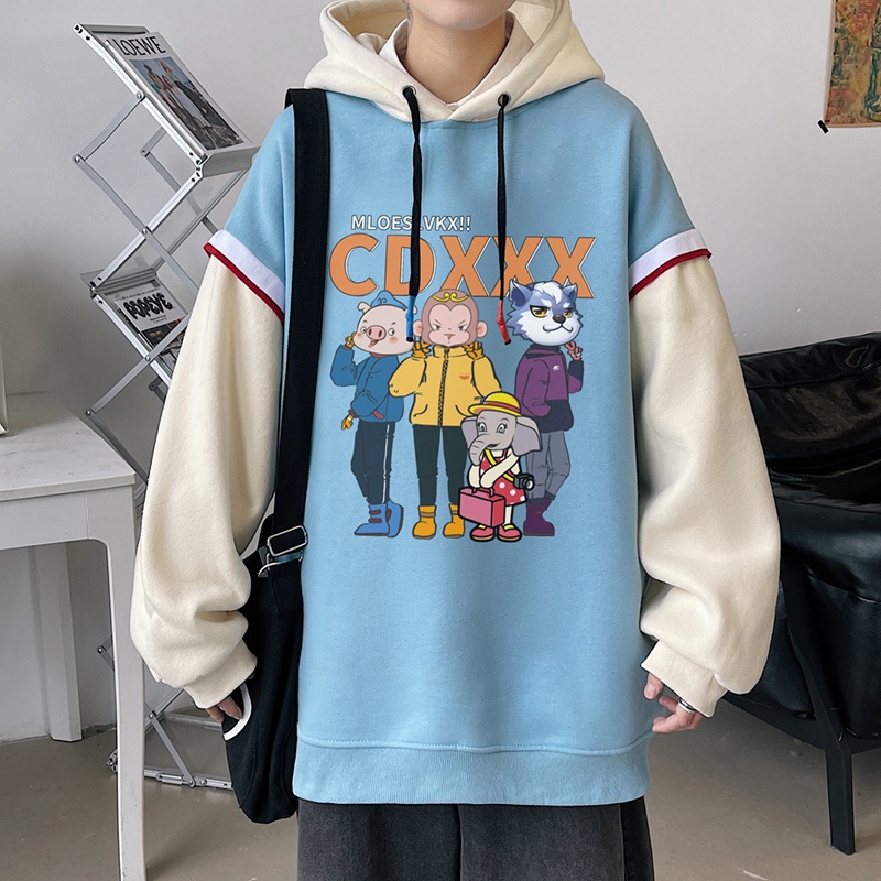 Áo Hoodie Tay Dài Dáng Rộng Phong Cách Hàn Quốc Cho Nam Giới