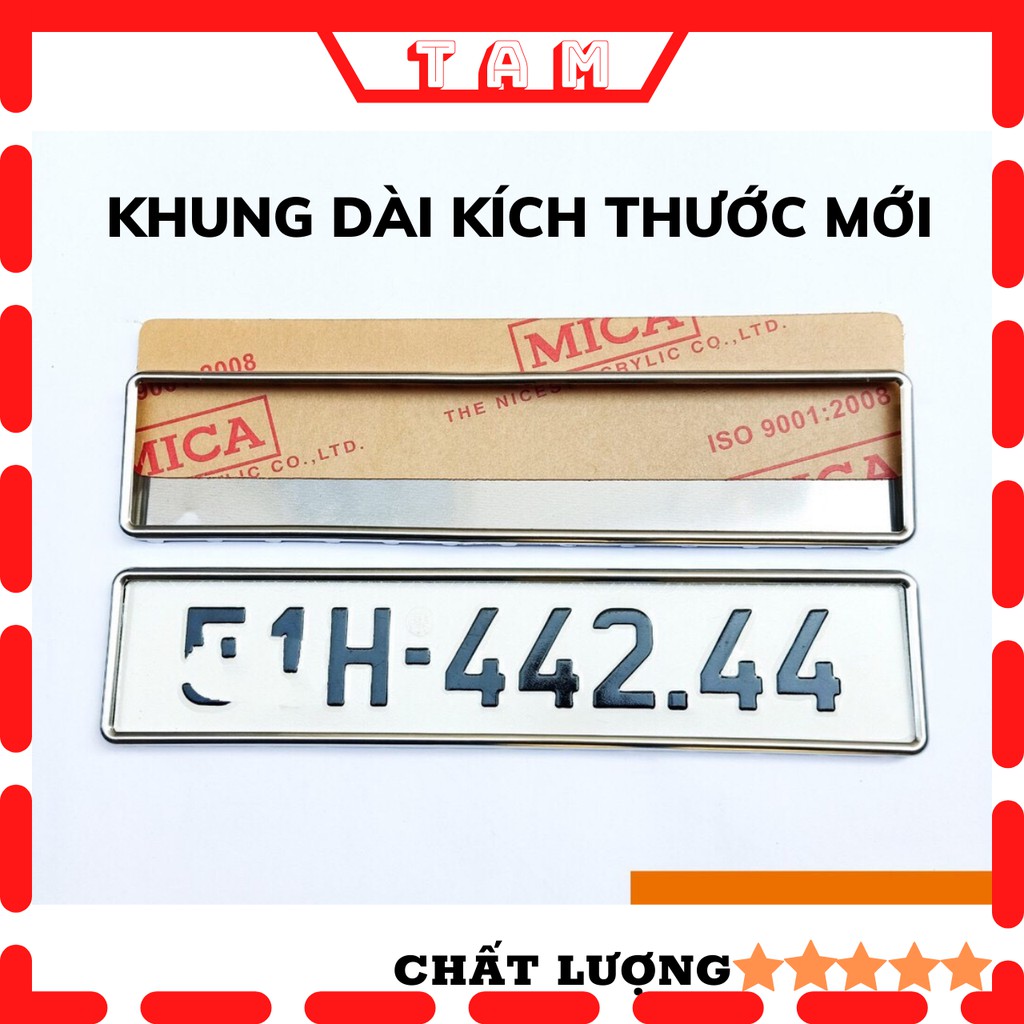 Khung biển số ô tô khung dài biển số mới kích thước 52cm*11cm có viền inox