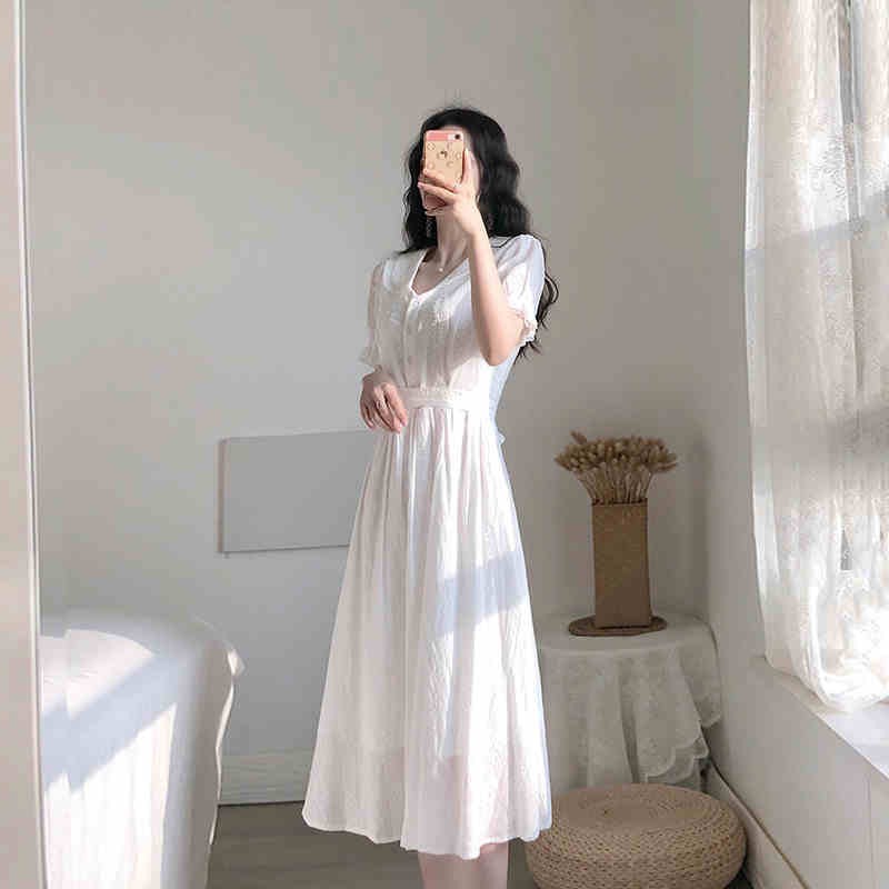 Váy Thời Trang Mới Mùa Hè Phong cách Pháp Cổ điển Màu Trắng Cổ tích Váy gió nhẹ nhàng | BigBuy360 - bigbuy360.vn