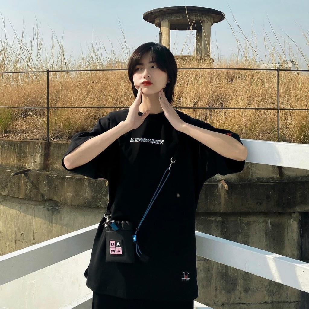 Áo thun NOWSAIGON BASIC màu đen unisex tay lỡ form rộng | BigBuy360 - bigbuy360.vn