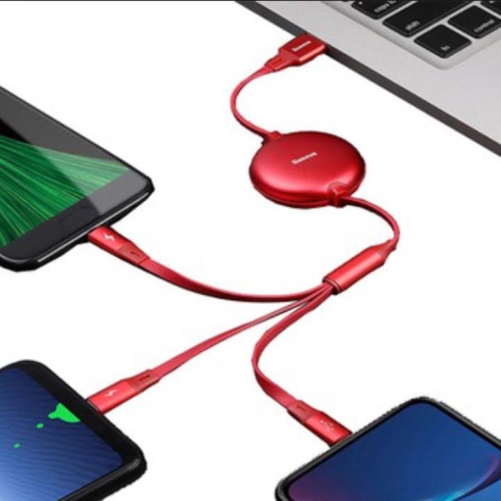 Cáp sạc đa năng Baseus 3 in 1 dây rút hàng chính hãng,BH 1 năm
