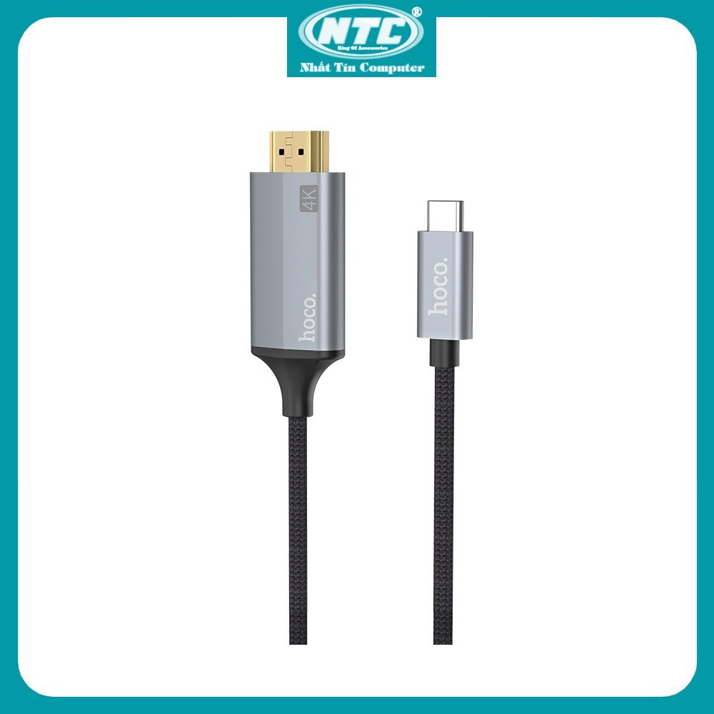 Cáp chuyển đổi TypeC sang HDMI Hoco UA13 vỏ hợp kim nhôm, hỗ trợ 4K, dài 1.8M (Xám) - Nhất Tín Computer