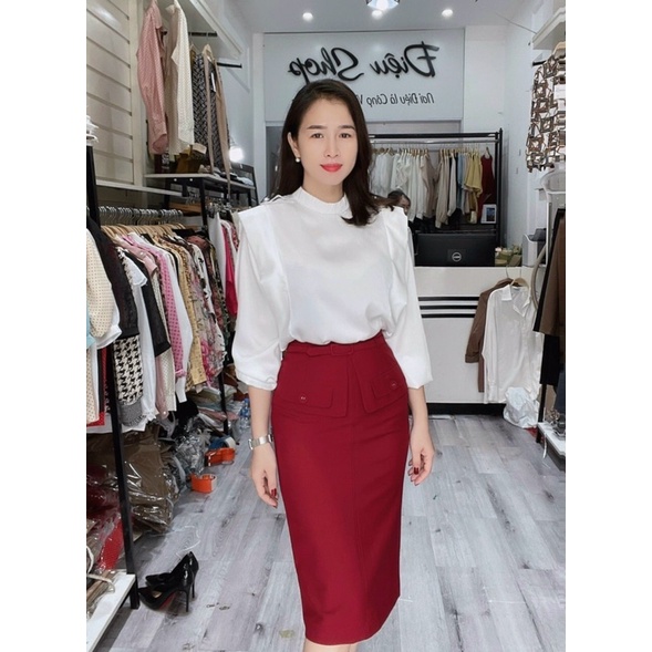 Chân váy ôm kèm đai D nhỏ dáng dài cao cấp cho nàng