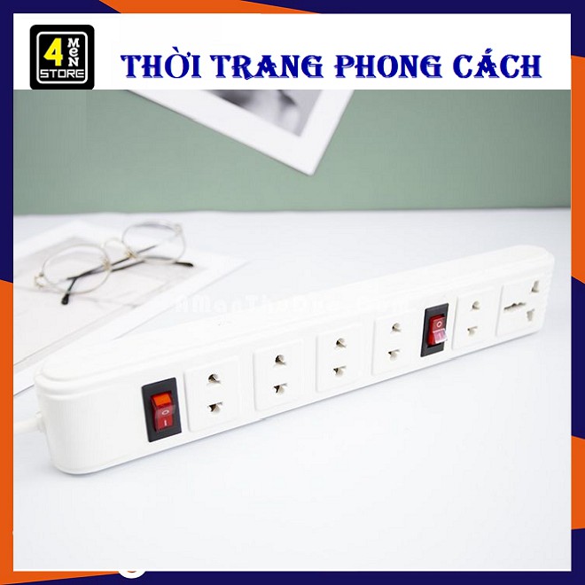 Ổ Điện Dài VECAS 6 Lỗ 2 Công Tắc Cao Cấp - Ổ ĐIỆN VECAS 3M 2 CÔNG TẮC