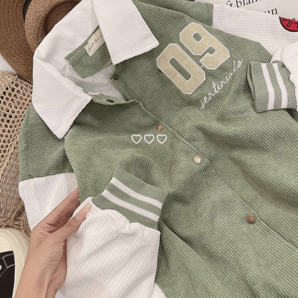 Áo Khoác Bomber Nhung Tăm Nan Nữ Form Rộng Cực Xịn Hot