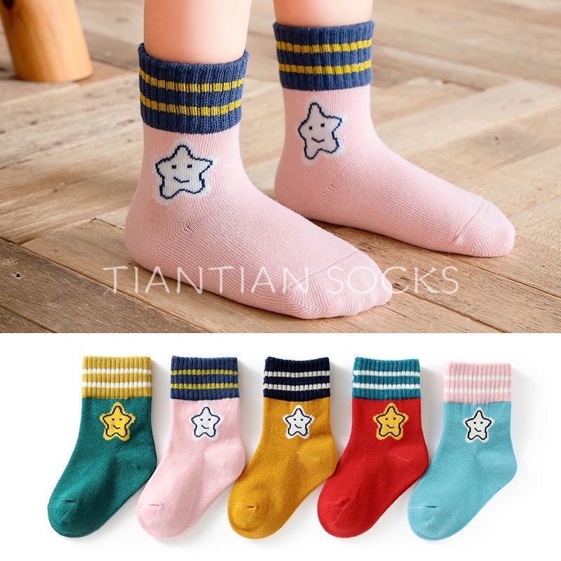 Set 5 đôi Vớ tất trẻ em tất cho bé nam nữ thu đông 1-12 tuổi hoạt hình dễ thương in hoạ tiết Cotton thoáng khí