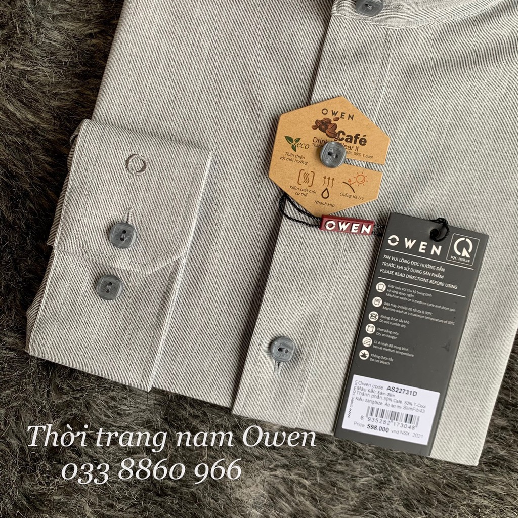 OWEN - Áo sơ mi dài tay OWEN SLIMFIT cổ tàu chất cafe 22731 | BigBuy360 - bigbuy360.vn