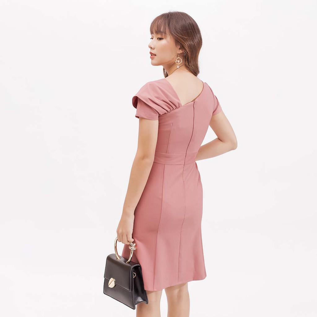 Đầm công sở nữ thời trang Eden dáng ôm body tay ngắn cách điệu tôn dáng sang trọng lịch sự - D393