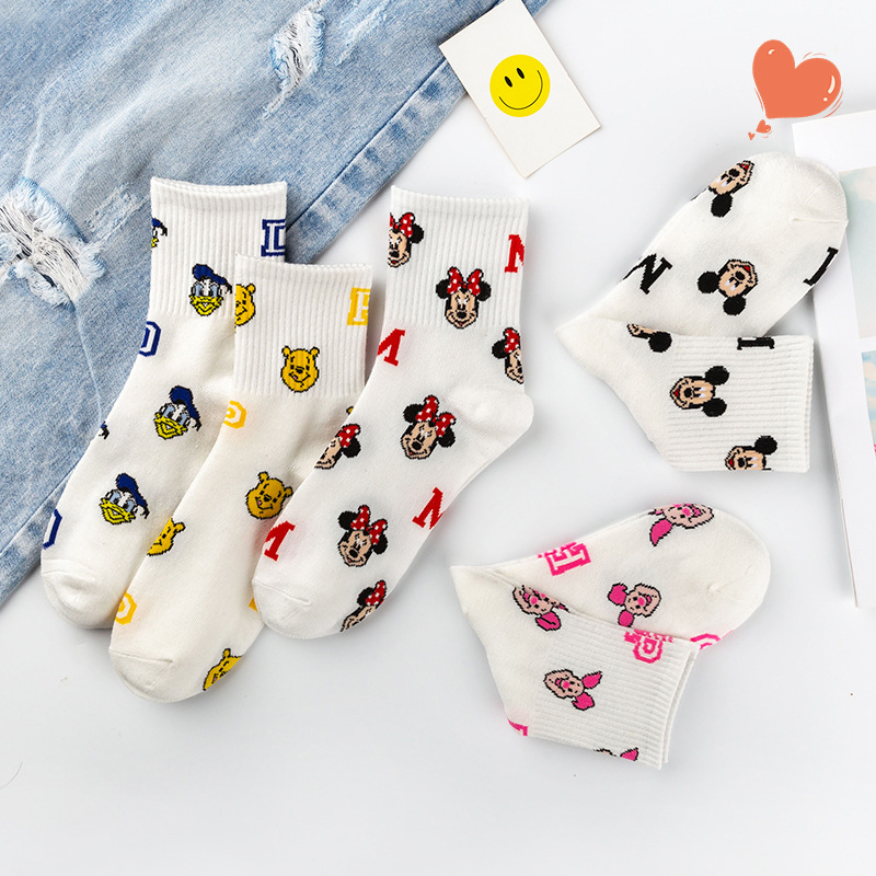 Vớ Cotton họa tiết chuột Mickey nhiều phong cách tùy chọn xinh xắn dành cho nữ