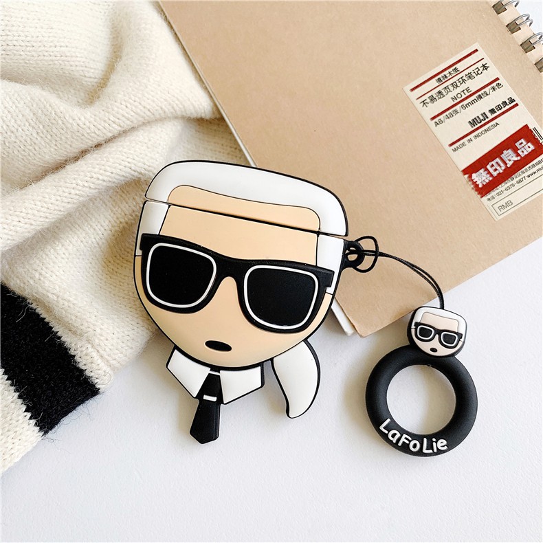 Vỏ silicon hình hoạt hình Lafayette Karl Lagerfeld lafolie sáng tạo cho hộp đựng tai nghe Airpods 1/2