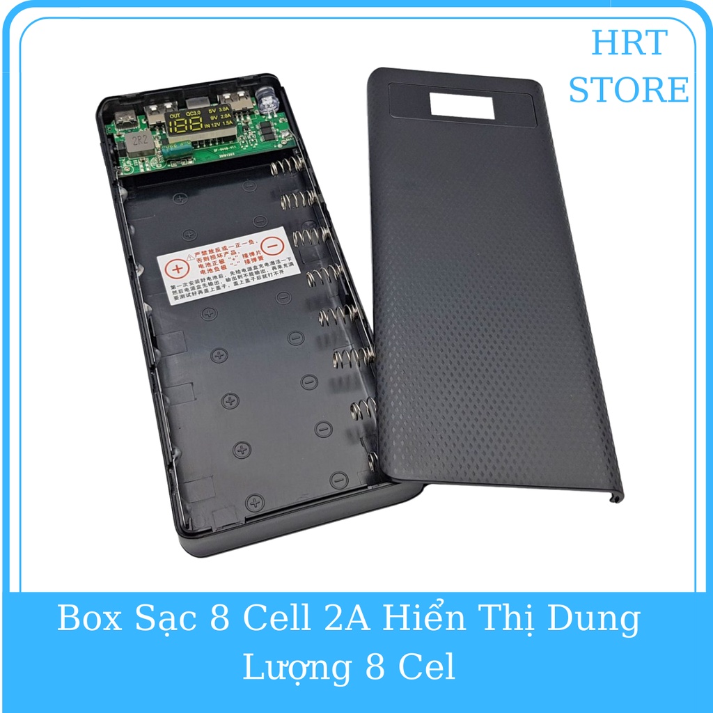 🍀Không Kèm Pin🍀 Box Sạc 8 Cell 2A Hiển Thị Dung Lượng 8 Cell🍀box sạc dự phòng 8 cell 18650 loại tốt