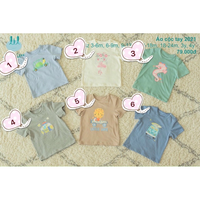 Áo phông cộc tay cho bé cotton Little Love 2021