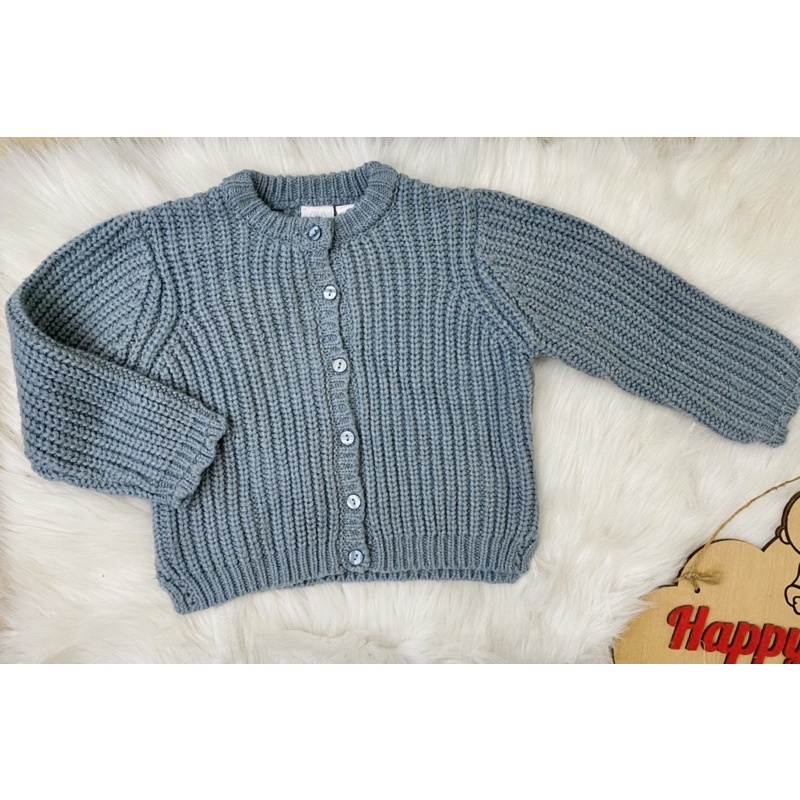 Áo len cardigan bé gái Zara màu xanh xám loại dày 1-5Y (có clip, ảnh thật)