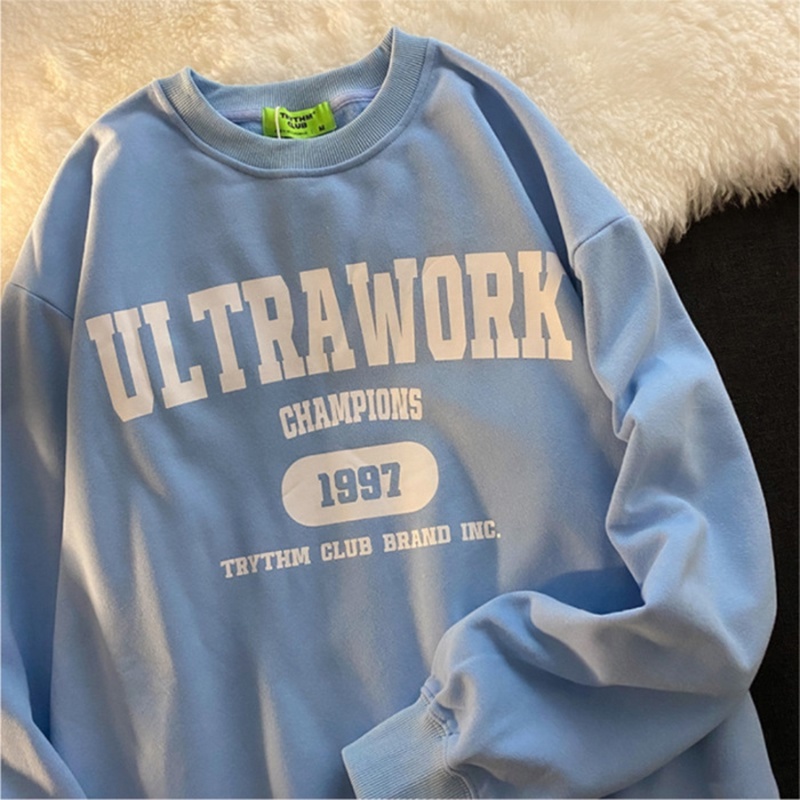 Áo sweater AOKANG dáng rộng in chữ phong cách retro cổ điển