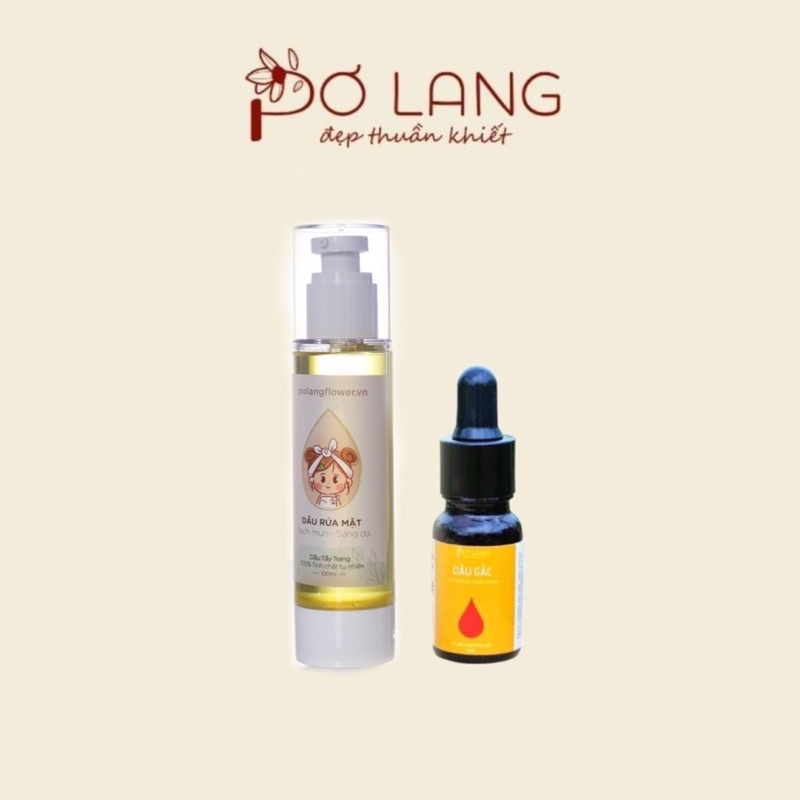 Combo Srum tinh dầu và dầu rửa mặt Pơ Lang giúp làm sạch và chăm sóc da mặt nhẹ nhàng 10ml và 55ml